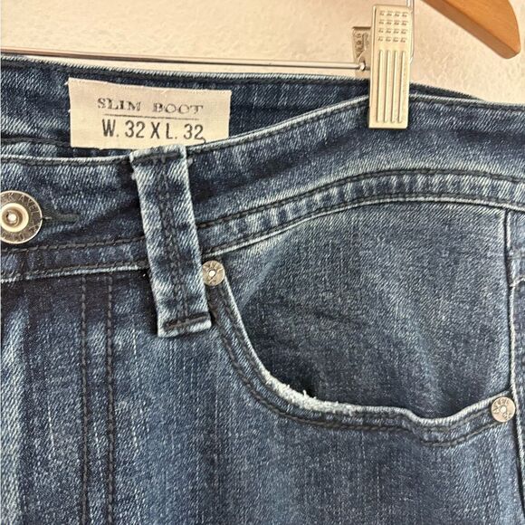 T.K. Axel Jeans Mens 32X32 Blue Dark Wash Slim Boot Western Stretch Denim - Picture 7 of 13